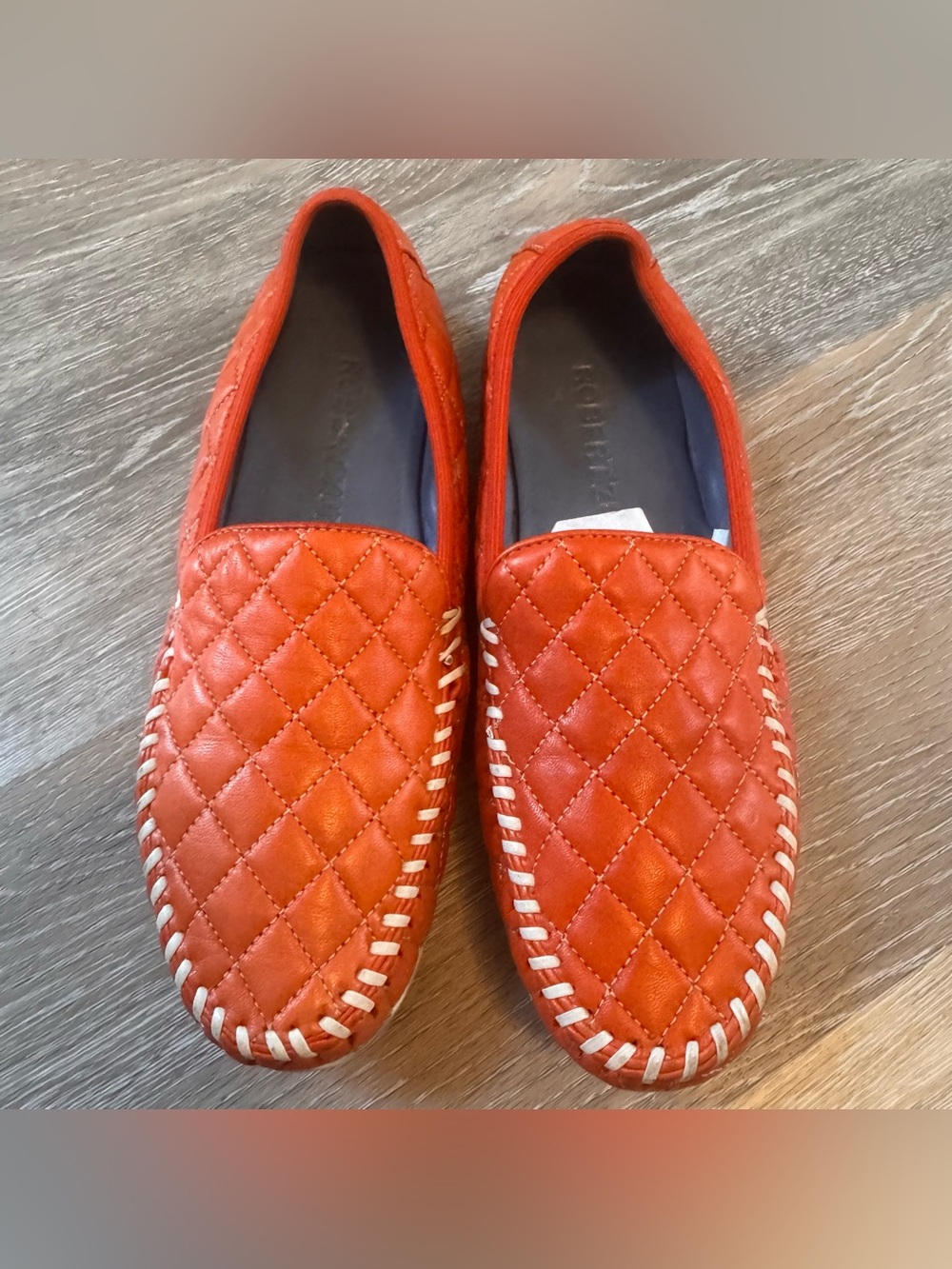 Robert Zur Orange leather quilted loafers size 8 - Picture 2 of 7